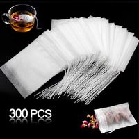 300 Pcs Biodegradable Tea Filter Bags,Disposable Tea Filter Bags,Empty Corn Fiber Drawstring Seal Filter Tea Bags for Loose Leaf Teal（3.54 x 2.75 inch） (300pcs)