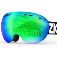 ZIONOR X5 Ski Snowboard Snow Goggles for Men Women Anti-Fog UV Protection Spherical Dual Lens Design (VLT 14.80% Green Frame Revo Green Lens)
