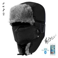 WAWEN Bluetooth Wireless Hat Winter Warmer Trooper Trapper Hunting Ski Outdoor Sports Smart Cap Handsfree Speaker Black