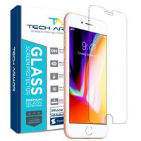 Tech Armor Apple iPhone 6, 6s, iPhone 7, iPhone 8 Ballistic Glass Screen Protector, Premium Tempered Glass with 99.99% HD Clarity and 3D Touch Accuracy, Clear [1-Pack]
