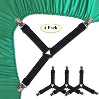SEEOOR Bed Sheet Holder Straps, Triangle Elastic Mattress Corner Clips, 3 Way Fitted Bed Sheet Fastener Suspenders Grippers Heavy Duty for Bedding Sheets, Mattress Covers, Sofa Cushion (4 Pcs)