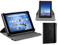 Navitech Black Faux Leather Case Cover with 360 Rotational Stand Compatible with The It UK 10.1" Quad Core, Google Android 4.4 Tablet PC