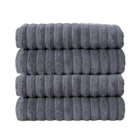 Classic Turkish Towels Luxury Ribbed Hand Towels - Soft Thick Jacquard Woven 4 Piece Bath Set Made with 100% Turkish Cotton (Grey, 20x32 Hand Towels)