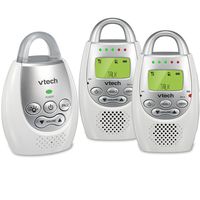 VTech DM221-2 Audio Baby Monitor with up to 1,000 ft of Range, Vibrating Sound-Alert, Talk Back Intercom, Night Light Loop & Two Parent Units