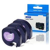 SuperInk 3PK Self-Adhesive LetraTag Label Tape Compatible for DYMO (16952 12267 16951 12268 S0721530) Plastic Black on Clear (12 mm x4 m, 1/2 inch x 13 feet) use in Dymo LetraTag LT-100H LT-100T QX50