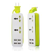 K-Century Travel Power Strip Surge Protector with 2 Outlets 4 USB Output 5V 4.2A Output Power Strip with USB Portable Travel Charger Wall Charger with 5ft Cord 100v-240v Power Sockets