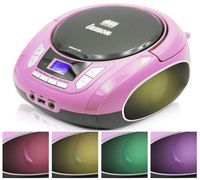 Lauson NXT565 Boombox with Cd Player Mp3 | Portable Radio CD-Player Stereo with USB | Cd Player for Kids | LED Light Function | Headphone Jack 3.5mm (Pink)
