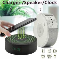 Qi Wireless Charger Bluetooth Speaker with NFC Music Player Fast Charging (Silver)