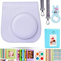 Case & Accessories Compatible with Fujifilm Instax Mini 9 8 8+ Instant Polaroid Film Camera, Bundle Pack Include Album, Filters & Other Accessories [Smokey White,7 Items Kit] by SAIKA