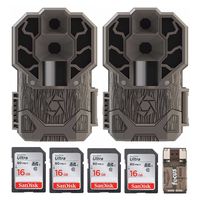Stealth Cam Dual Sensor STC-DS4K Trail Camera, 30 MP/4K Ultra HD 2-Pack + Four 16GB Cards and Focus USB Reader