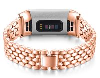 Kaleidoc Compatible Charge 3 Bands Women - Metal Replacement Wristbands/Watch Band/Accessories Bracelets Strap/Bangle Compatible Charge 3 SE hr Silver Rose Gold