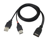 CERRXIAN 3ft USB 2.0 A Female to 2 Dual USB 2.0 A Male Y Splitter Data Sync & Charging Hub Power Extension Cable,Black