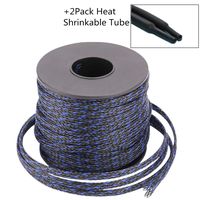 1/4 Inch Flexo Clean Cut Braided Cable Sleeve-Blue&Black-100 Feet