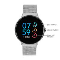 iTouch Sport Digital Smartwatch and Pedometer - Mesh Strap (Silver)