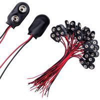 Pangda I Type Long Cable Connection Hard Shell Black Red 9 V Battery Clip Connector Buckles 8 Pack (I Type Faux Leather, 30 Pack)