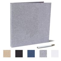 Self Adhesive Photo Album 13x12.6 inches Magnetic Scrapbook 40 Pages with a Metallic Pen (Grey Linen, 13x12.6 inches)