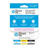 HP Instant Ink 5 dollar Prepaid Card, use to enroll in 50, 100, or 300 page plan