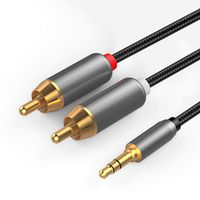 RCA Cable,3.5mm-Male to 2-Male RCA Adapter,Seonic Audio Auxiliary Stereo Y Splitter Cable,Compatible for Smartphones/MP3/Tablets/Home Theater/Car Stereo and More(Nylon Braided Black) (33Ft)