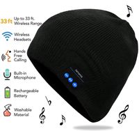Bluetooth Beanie Hat, Wireless Headphone Beanie, Winter Knitting Beanie Cap Bluetooth Earphones, Built-in Microphone Hand-Free Calling, Gifts Both Women Men (Black)