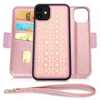Jasilon iPhone 11 Case 6.1'' 2019, [Magnet Detachable] Luxury Leather Wallet case with [Card Holder, Strap, Kickstand], Flip Folio iPhone 11 Phone Case for Women-Rose Gold