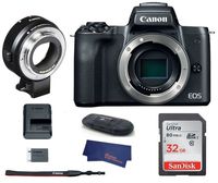 Canon EOS M50 Mirrorless Digital Camera Body - Black (USA Warranty) + Canon EOS M Mount Adapter for Canon EF/EF-S Lenses - 6098B002