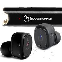 Bodenhammer True Wireless Earbuds - Memory Foam Tips & Charging Case - Black