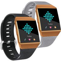 Tobfit Bright Designed Bands Compatible with Ionic Bands, Soft TPU Sport Arm Wristband Accessories for Women Men, Small, Black, Gray