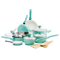 GreenPan CC002482-001 Rio Ceramic Cookware Set, 16pc, Turquoise
