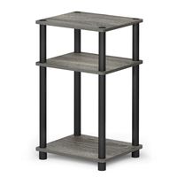 FURINNO Just 3-Tier End Table, 1-Pack, French Oak Grey/Black