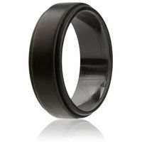 ROQ Silicone Wedding Ring for Men by, Singles Silicone Rubber Band Step Edge - Black - Size 13