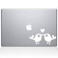 The Decal Guru Kissing Birds MacBook Decal Vinyl Sticker - 12" MacBook - White (1235-MAC-12M-W)