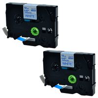 SuperInk 2 Pack Blue on White Laminated Label Tapes Compatible for Brother TZ-233 TZe-233 TZe233 P-Touch Printers 12mm 1/2Inch x 8m 26.2Feet