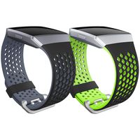 SKYLET for Fitbit Ionic Bands, 2 Pack Soft Silicone Breathable Replacement Wristband for Fitbit Ionic Smartwatch (No Tracker)[Black-Gray&Black-Green, Small]