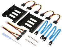 Yeeco 2.5 Inch SSD to 3.5 Inch Internal Hard Disk Drive Mounting Kit, 6Gbps SATA Cables, 2-Pack SATA Data Cables and Power Cables, Screwdriver - Power Splitter Cord Mounting Screws