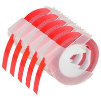 KCMYTONER 5 roll Pack Replace DYMO 3D Plastic Embossing Labels Tape for Embossing White on Red 3/8'' x 9.8' 9mm x 3m 520102 Compatible Dymo Executive III Embosser 1011 1550 1570 1610 Label Markers