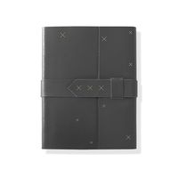 Fringe Soft Vegan Leather Cover with Tab Closure and Embroidered Design Journal, 240 Lined Pages, 5.6 x 7.25 Inches, Stitched Charcoal (867001)