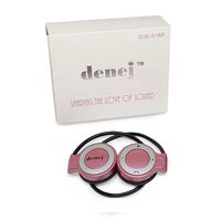 Denej Pink Mini On Ear Bluetooth Wireless Headphones Gift Set - 20 Hr On-Ear Cordless Headset Set for Gym,Running,Workout, Leisure with Built-in Microphone and Crisp HD Audio - with Bonus Pouch.