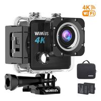 Sports Action Camera Waterproof DV 4K 20MP HD WiFi Underwater Camcorder EIS Wide Angle Lens with 2 Rechargeable Batteries and Mounting Accessories Kit