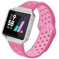 UMAXGET Compatible with Fitbit Blaze Bands, Soft Breathable Silicone Sport Band with Silver Metal Frame Smart Watch Wristband for Men Women, Small Large