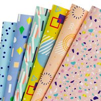 WRAPAHOLIC Gift Wrapping Paper Sheet - Colorful Geometric Patterns for Birthday, Holiday, Wedding, Baby Shower - 1 Roll Contains 6 Sheets - 17.5 inch X 30 inch Per Sheet