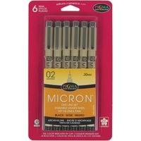 Sakura Pigma 50036 Micron Blister Card Ink Pen Set, Black, 02 6CT