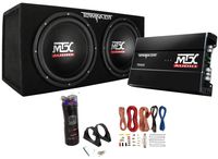 MTX Dual 12" Subwoofers and Amplifier Package with AKS8 Wiring Kit & Capacitor