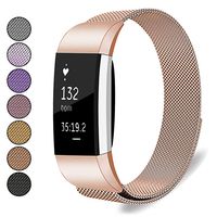 Mosonoi Compatiable with Fitbit Charge 2 Bands, Adjustable Metal Straps Replacement Bands Charge 2 Accessories Fit for Fitbit Charge 2 Smartwatch Women Men(Small, Copper Gold)