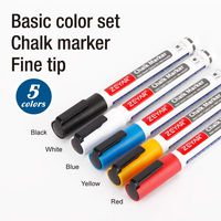 ZEYAR Liquid Chalk Marker-Wet Erase Marker, 3mm Fine Tip for Detailed Drawing, Pack of 5,Great Color Options, Writes on Nonporous Chalkboards, Bistro Boards, Windows and Plastic (Basic Colors)