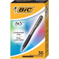 BIC BU3 Grip Retractable Ball Pen, Medium Point (1.0mm), Black, 36-Count
