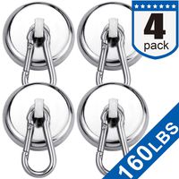 DIYMAG Magnetic Hooks,160LBS Strong Heavy Duty Neodymium Magnet Hooks with Swivel Carabiner Hook,Great for Your Refrigerator and Other Magnetic Surfaces,Pack of 4