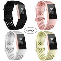 adepoy Compatible with Fitbit Charge 3 Bands for Women Men, Breathable with Air Holes Replacement Wristbands for Fitbit Charge 3 and Fitbit Charge 3 SE, Black Rosegold Silver Gold, Small