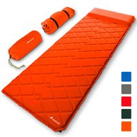 MalloMe Sleeping Pad Camping Air Mattress - Self Inflating Mat Bed for Backpacking Adults - Inflatable Ultralight Insulated Soft Foam Sleep Gear - Lightweight Travel Cot Roll Mats Accessories Orange