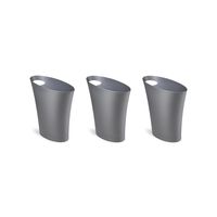 Umbra Skinny Sleek & Stylish Bathroom Trash, Small Garbage Can Wastebasket for Narrow Spaces at Home or Office, 2 Gallon Capacity, Silver, 3-Pack