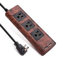 Surge Protector Power Strip 9.8ft Extension Cord 3 Outlet 2 USB Desktop Charging Station Fire-Retardant with Cable Tie Adjustable Voltage for iPhone iPad Computer Home Office Vintage Wood Grain SUPERD